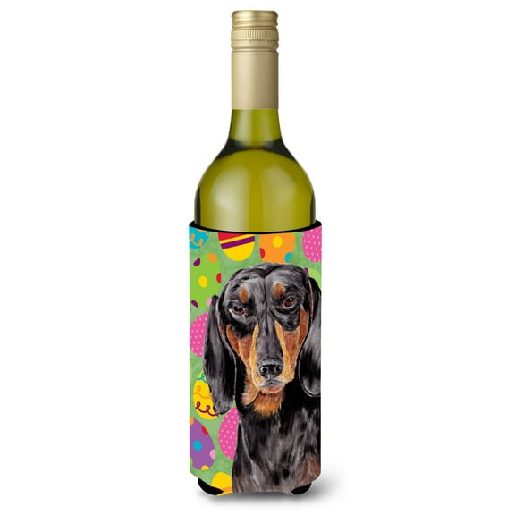 Carolines Treasures SC9443LITERK Dachshund Easter Eggtravaganza Wine Bottle Hugger Wine Bottle multicolor