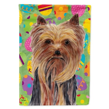 Carolines Treasures SC9445-FLAG-PARENT Yorkie Easter Eggtravaganza Flag  multicolor