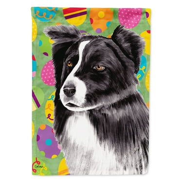 Carolines Treasures SC9447-FLAG-PARENT Border Collie Easter Eggtravaganza Flag  multicolor