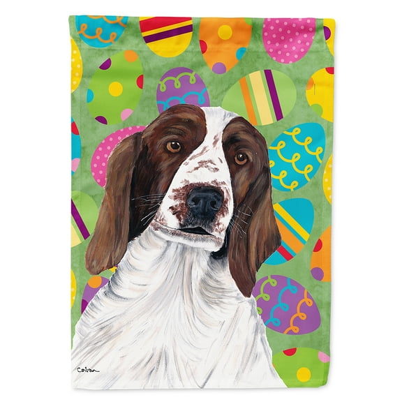 Carolines Treasures SC9460-FLAG-PARENT Welsh Springer Spaniel Easter Eggtravaganza Flag  multicolor