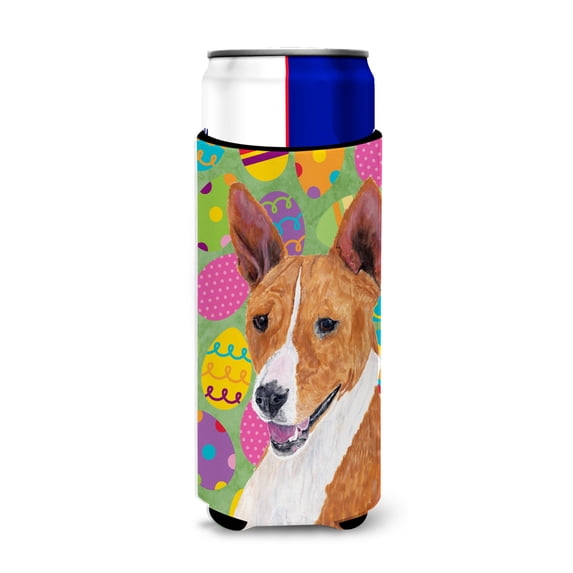 Carolines Treasures SC9467MUK Basenji Easter Eggtravaganza Ultra Hugger for slim cans Slim Can multicolor