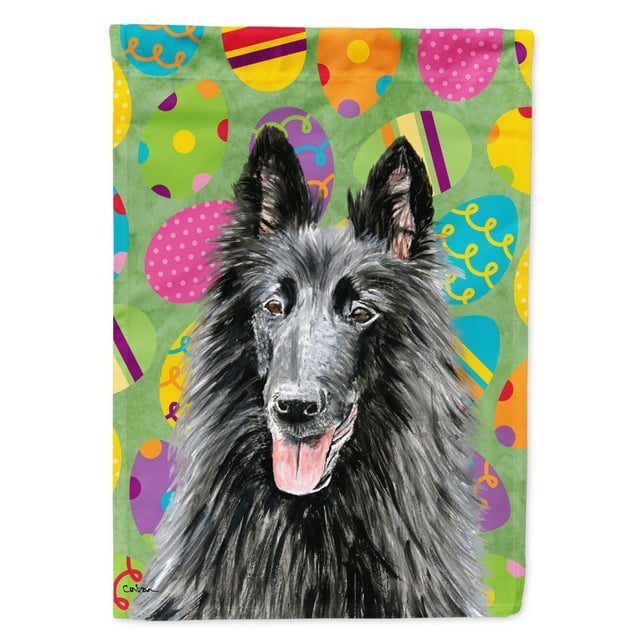 Carolines Treasures SC9478-FLAG-PARENT Belgian Sheepdog Easter Eggtravaganza Flag  multicolor