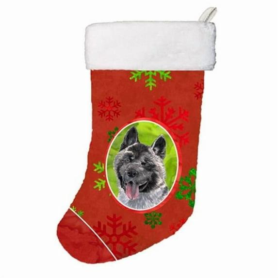 Akita Red Snowflakes Holiday Christmas Christmas Stocking