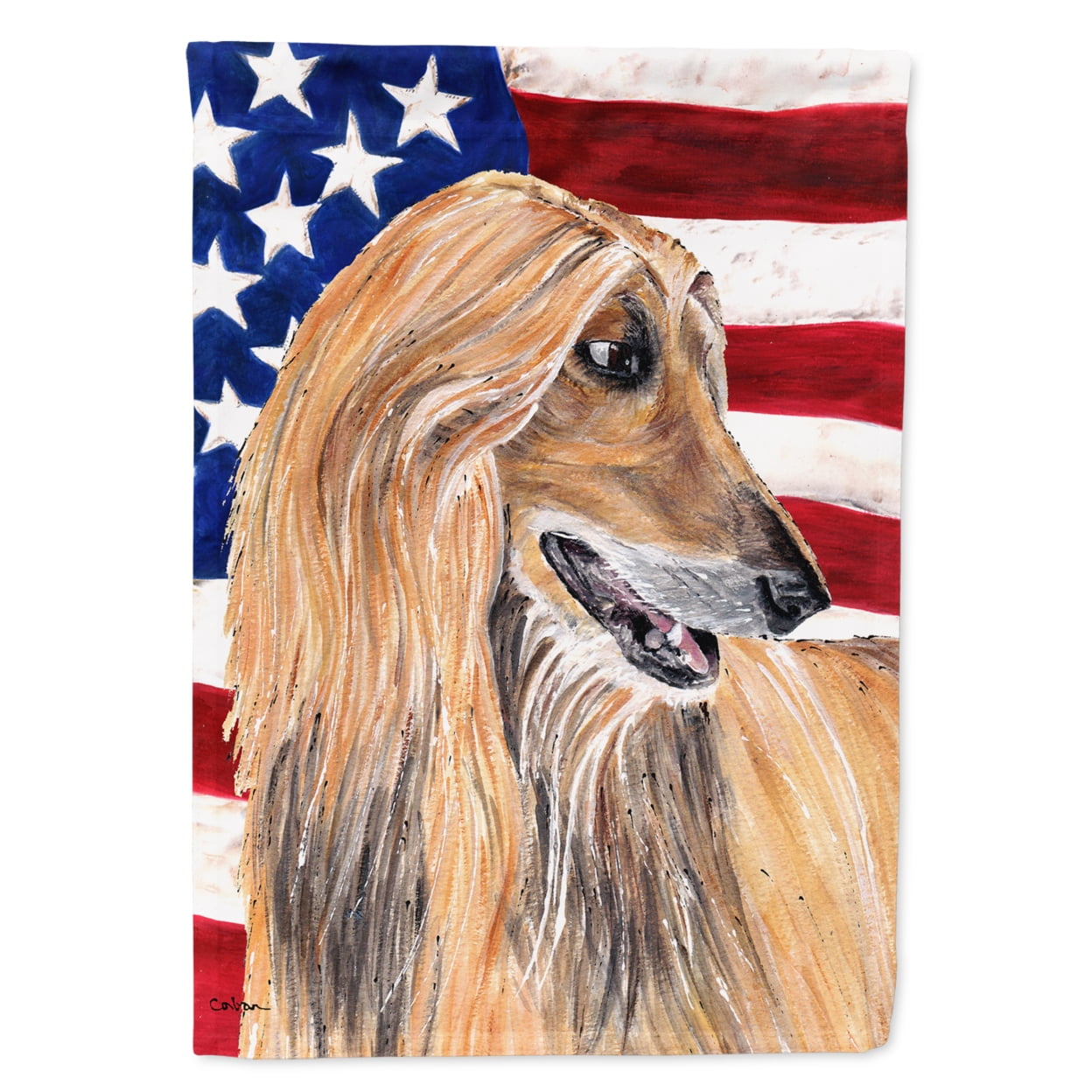 Afghan Hound USA Patriotic American Flag Flag Canvas House Size