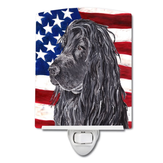 Carolines Treasures SC9513CNL Black Cocker Spaniel with American Flag Ceramic Night Light 6x4x3" multicolor
