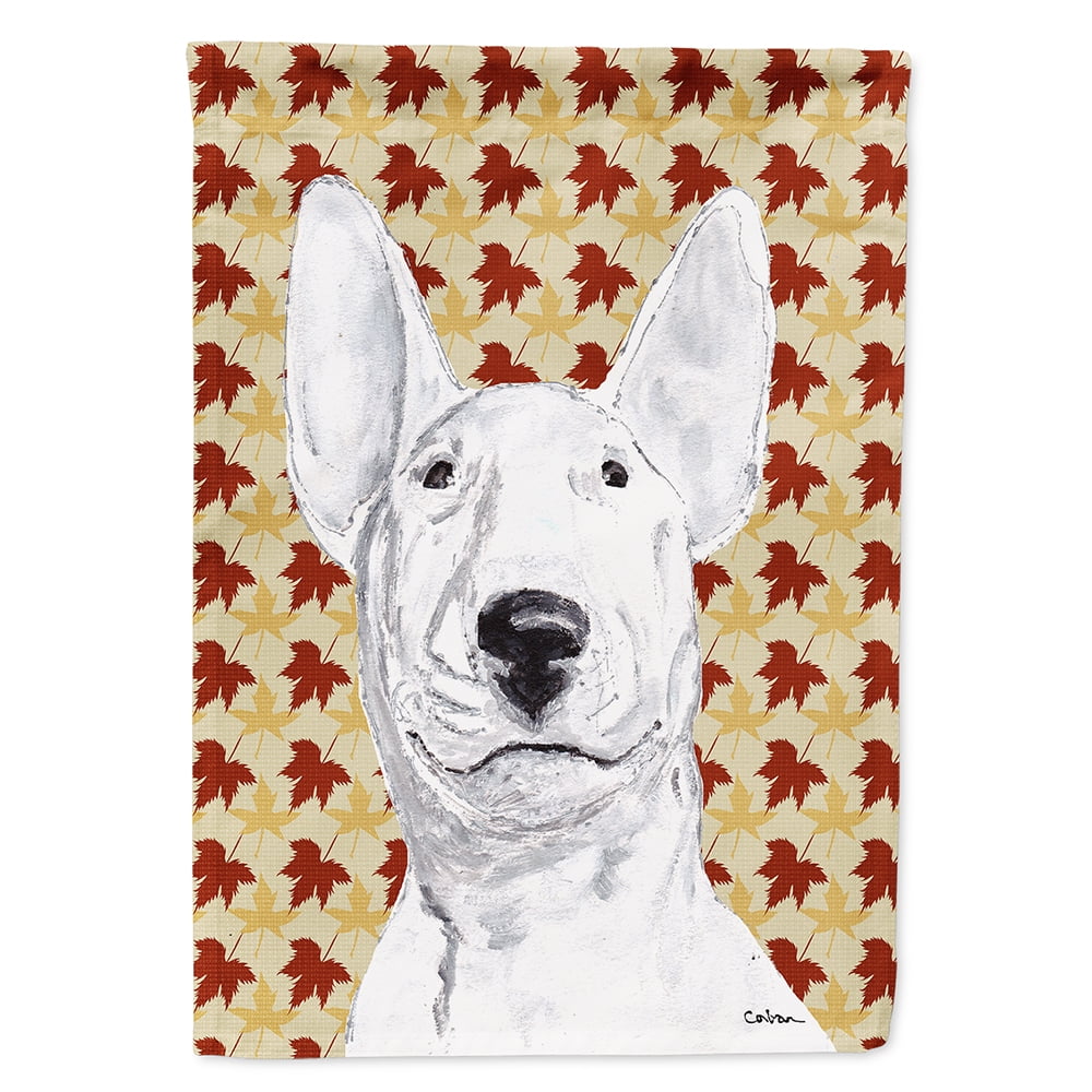 Bull Terrier Fall Leaves Garden Flag