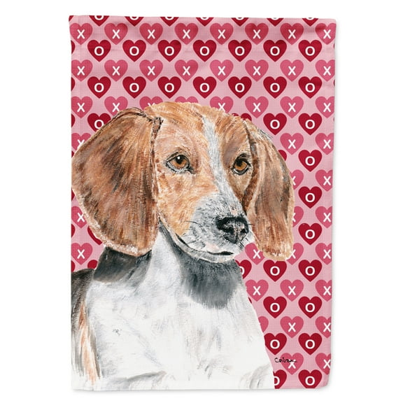Carolines Treasures SC9565-FLAG-PARENT English Foxhound Valentines Love Flag  multicolor
