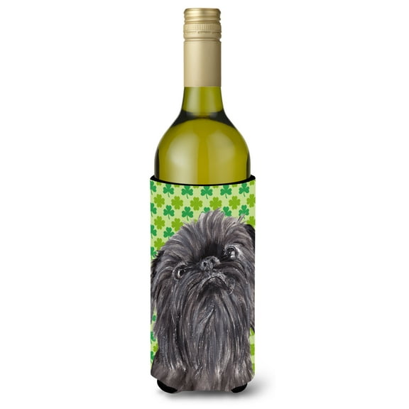 Carolines Treasures SC9573LITERK Brussels Griffon Lucky Shamrock St. Patricks Day Wine Bottle Hugger Wine Bottle
