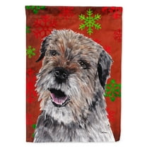 Carolines Treasures SC9585-FLAG-PARENT Border Terrier Red Snowflake Christmas Flag  multicolor