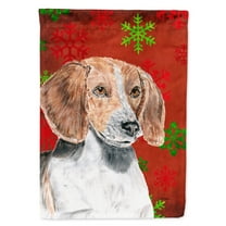 Carolines Treasures SC9593GF English Foxhound Red Snowflake Christmas Flag Garden Size