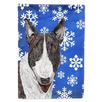 Carolines Treasures SC9603-FLAG-PARENT Bull Terrier Blue Snowflake Winter Flag  multicolor