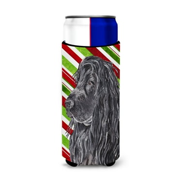 Carolines Treasures SC9611MUK Black Cocker Spaniel Candy Cane Christmas Ultra Hugger for slim cans Slim Can multicolor