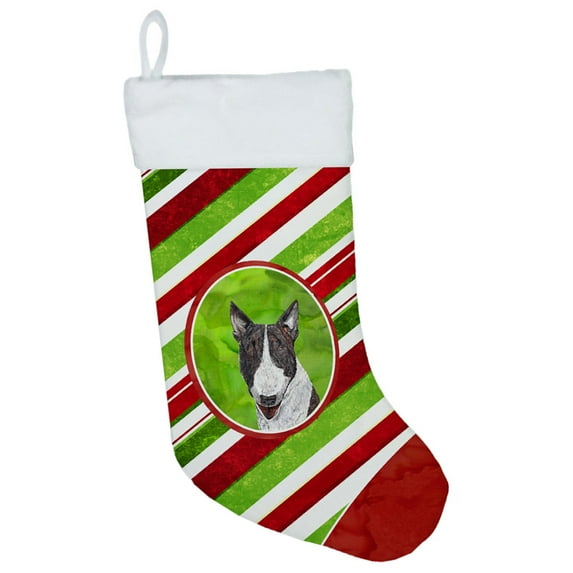 Carolines Treasures SC9617-CS Bull Terrier Candy Cane Christmas Christmas Stocking Large multicolor