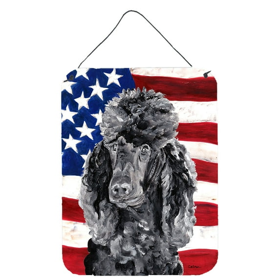 Carolines Treasures SC9626DS1216 Black Standard Poodle with American Flag USA Wall or Door Hanging Prints 12x16