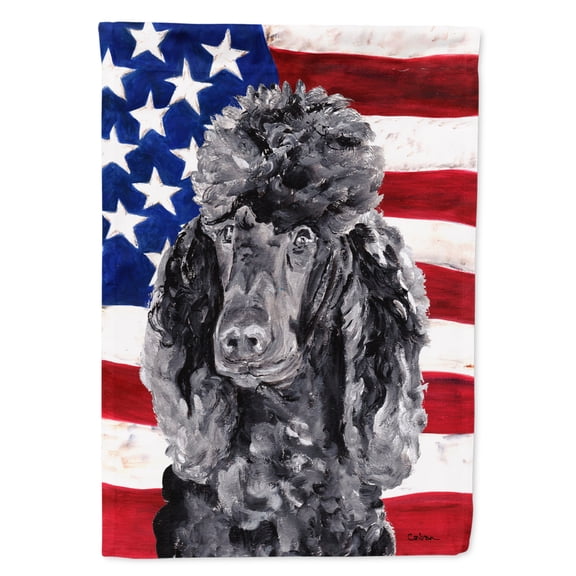 Carolines Treasures SC9626GF Black Standard Poodle with American Flag USA Flag Garden Size Small multicolor