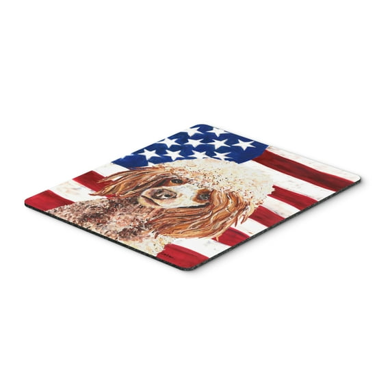 Carolines Treasures SC9627MP Red Miniature Poodle with American Flag USA Mouse Pad Hot Pad or Trivet Large multicolor