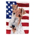 thumbnail image 1 of Carolines Treasures SC9628CHF Wire Fox Terrier with American Flag USA Flag Canvas House Size  Large multicolor, 1 of 4