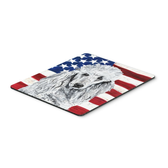 Carolines Treasures SC9631MP White Standard Poodle with American Flag USA Mouse Pad Hot Pad or Trivet Large multicolor