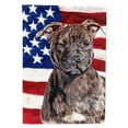 thumbnail image 1 of Carolines Treasures SC9633GF Staffordshire Bull Terrier Staffie with American Flag USA Flag Garden Size  Small, 1 of 3