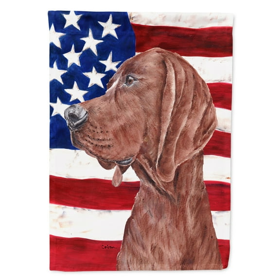 Carolines Treasures SC9635GF Redbone Coonhound with American Flag USA Flag Garden Size Small multicolor