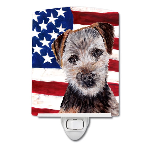 Carolines Treasures SC9639CNL Norfolk Terrier Puppy with American Flag USA Ceramic Night Light 6x4x3" multicolor