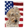 thumbnail image 1 of Golden Doodle 2 with American Flag USA Flag Canvas House Size, 1 of 4