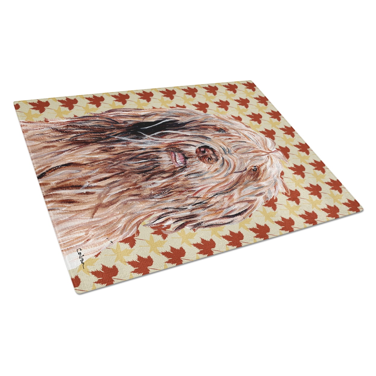 Carolines Treasures SC9685LCB Otterhound Fall Leaves Glass Cutting Board Large, 12H x 16W, multicolor