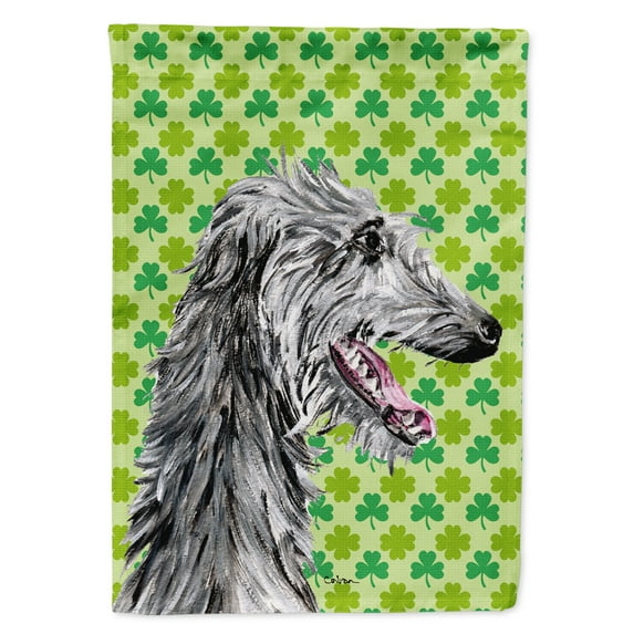 Carolines Treasures SC9741GF Scottish Deerhound Lucky Shamrock St. Patricks Day Garden Flag Garden Size multicolor