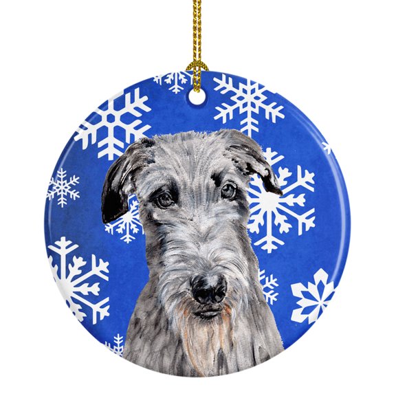 Carolines Treasures SC9778CO1 Scottish Deerhound Winter Snowflakes Ceramic Ornament 3 in multicolor