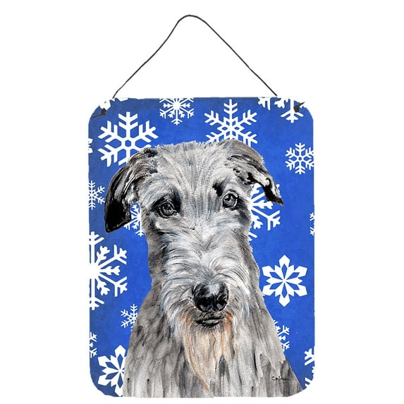 Carolines Treasures SC9778DS1216 Scottish Deerhound Winter Snowflakes Wall or Door Hanging Prints 12WX16H multicolor