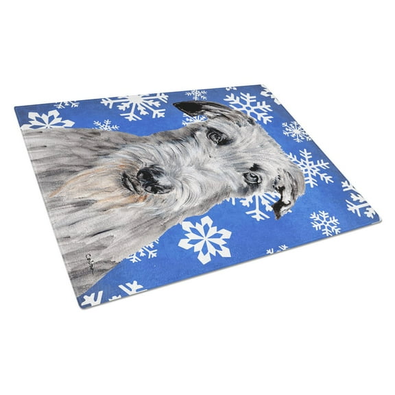 Carolines Treasures SC9778LCB Scottish Deerhound Winter Snowflakes Glass Cutting Board Large, 12H x 16W, multicolor