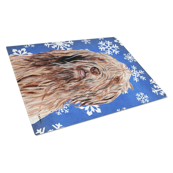 Carolines Treasures SC9781LCB Otterhound Winter Snowflakes Glass Cutting Board Large, 12H x 16W, multicolor