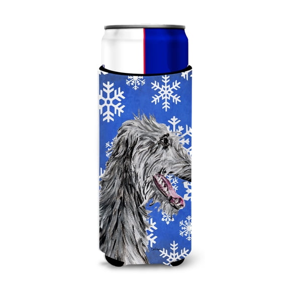 Carolines Treasures SC9789MUK Scottish Deerhound Winter Snowflakes Ultra Hugger for slim cans Slim Can multicolor