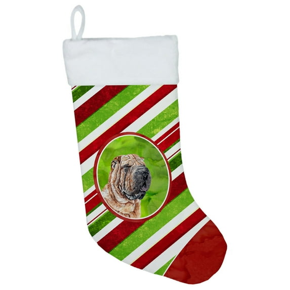 Carolines Treasures SC9791-CS Shar Pei Candy Cane Christmas Christmas Stocking Large multicolor