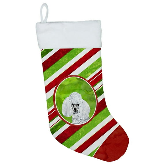 White Toy Poodle Candy Cane Christmas Christmas Stocking