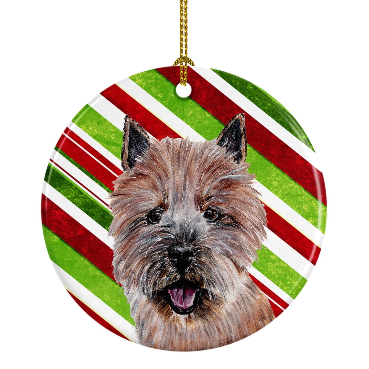 Norwich Terrier Candy Cane Christmas Ceramic Ornament
