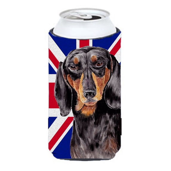 Carolines Treasures SC9820TBC Dachshund with English Union Jack British Flag Tall Boy Hugger Tall Boy multicolor