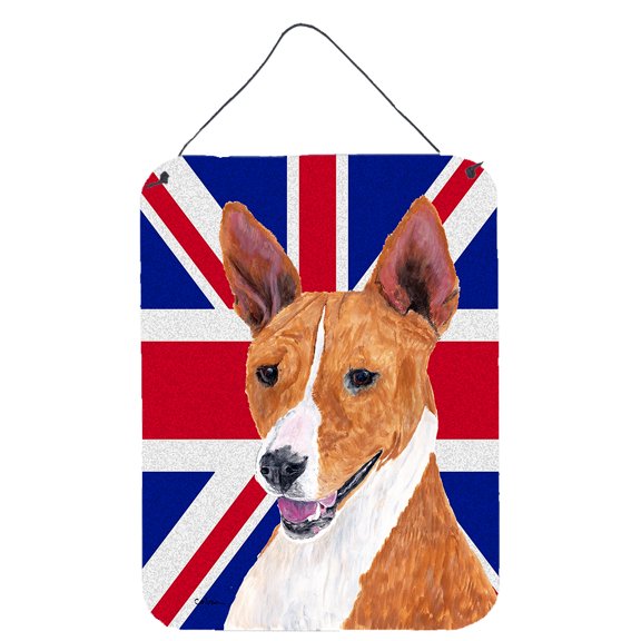 Carolines Treasures SC9844DS1216 Basenji with English Union Jack British Flag Wall or Door Hanging Prints 12WX16H