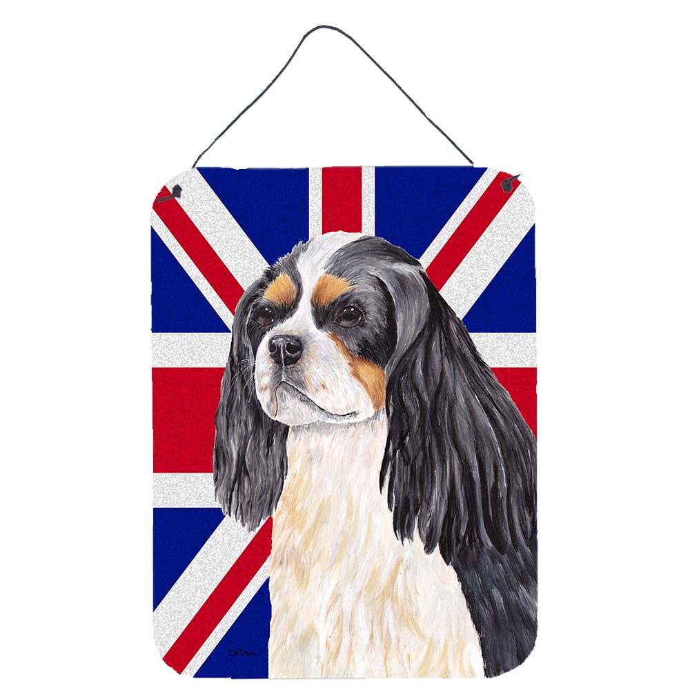 Carolines Treasures SC9848DS1216 Cavalier Spaniel with English Union Jack British Flag Wall or Door Hanging Prints