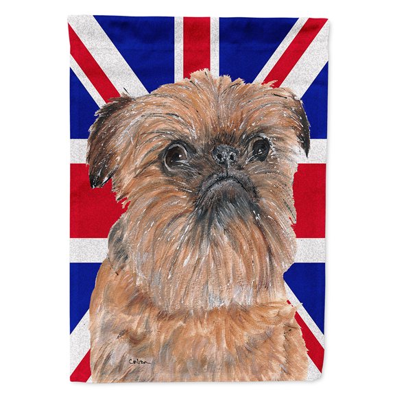 Carolines Treasures SC9864CHF Brussels Griffon with English Union Jack British Flag House Flag House Size multicolor