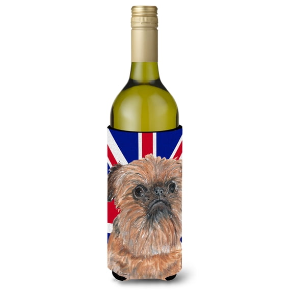 Carolines Treasures SC9864LITERK Brussels Griffon with English Union Jack British Flag Wine Bottle Hugger Wine Bottle