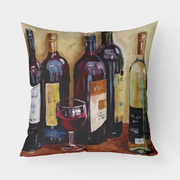 Carolines Treasures SDSM0118PW1818 Wine by David Smith Fabric Decorative Pillow 18HX18W multicolor