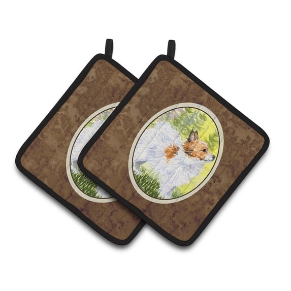 Carolines Treasures SS1029PTHD Papillon Pair of Pot Holders, 7.5HX7.5W, multicolor