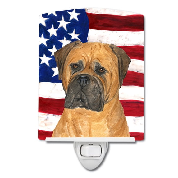 Carolines Treasures SS4001CNL USA American Flag with Bullmastiff Ceramic Night Light 6x4x3" multicolor