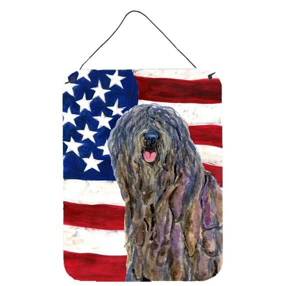Carolines Treasures SS4008DS1216 USA American Flag with Bergamasco Sheepdog Wall or Door Hanging Prints 12x16 multicolor