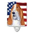 thumbnail image 1 of Carolines Treasures SS4013CNL USA American Flag with Basset Hound Ceramic Night Light 6x4x3" multicolor, 1 of 2
