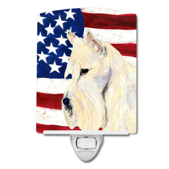 Carolines Treasures SS4015CNL USA American Flag with Scottish Terrier Ceramic Night Light 6x4x3" multicolor