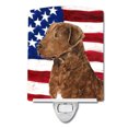 thumbnail image 1 of Carolines Treasures SS4016CNL USA American Flag with Curly Coated Retriever Ceramic Night Light 6x4x3" multicolor, 1 of 2