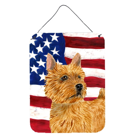 Carolines Treasures SS4026DS1216 USA American Flag with Norwich Terrier Wall or Door Hanging Prints 12x16 multicolor