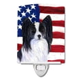 thumbnail image 1 of Carolines Treasures SS4032CNL USA American Flag with Papillon Ceramic Night Light 6x4x3" multicolor, 1 of 2